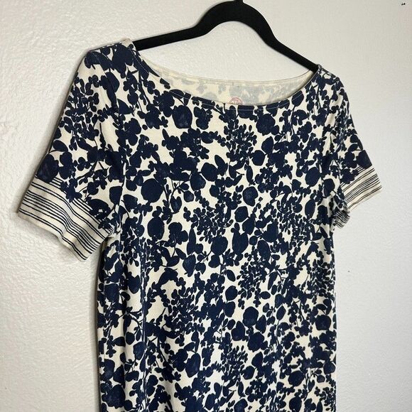 Tory Burch Elisabeth Printed T-Shirt Dress Size S Pima Cotton Blue Floral EUC - Picture 2 of 8